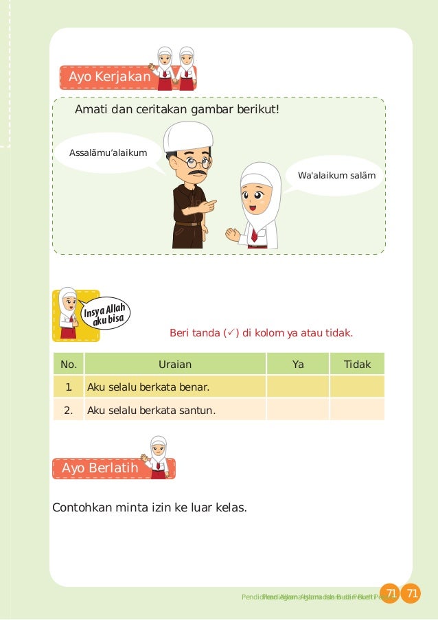 Pendidikan Agama Islam Dan Budi Pekerti Bse Kelas 1 Sd Kurikulum 2013