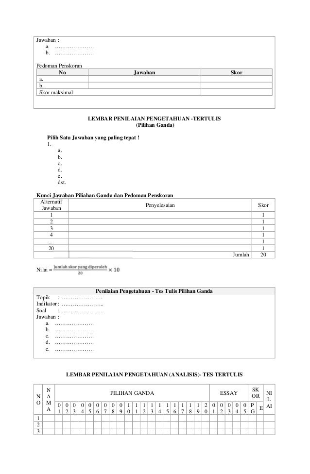 Pedoman penskoran soal essay