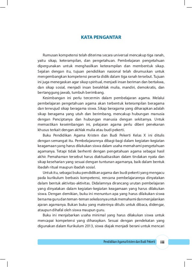 Pendidikan Agama  Kristen  Kelas X Kurikulum 2013