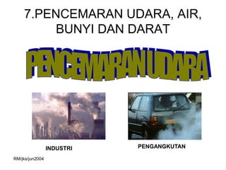 7.PENCEMARAN UDARA, AIR,
         BUNYI DAN DARAT




                 INDUSTRI   PENGANGKUTAN

RM/jks/jun2004
 
