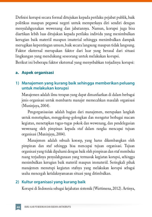 Pendidikan Anti Korupsi - Buku Ajar Pendidikan dan Budaya 