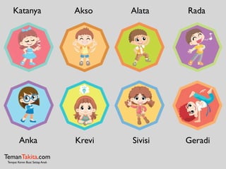 Katanya Akso Alata Rada
Anka Krevi Sivisi Geradi
TemanTakita.com
Tempat Keren Buat Setiap Anak
 