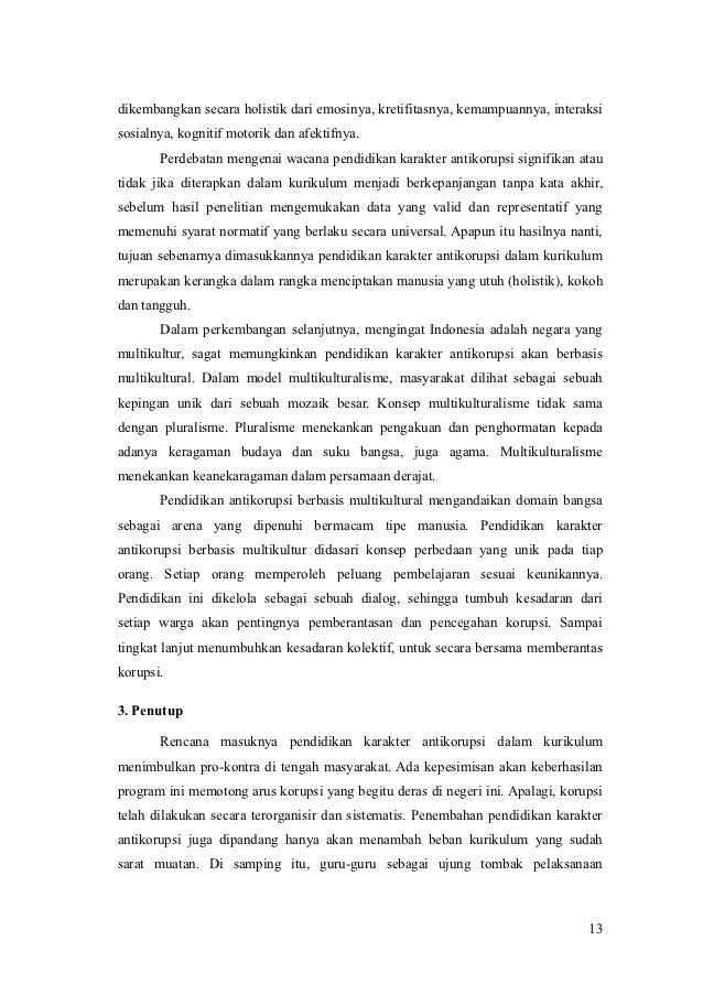 Pendidikan Karakter Antikorupsi Oleh I Putu Mas Dewantara