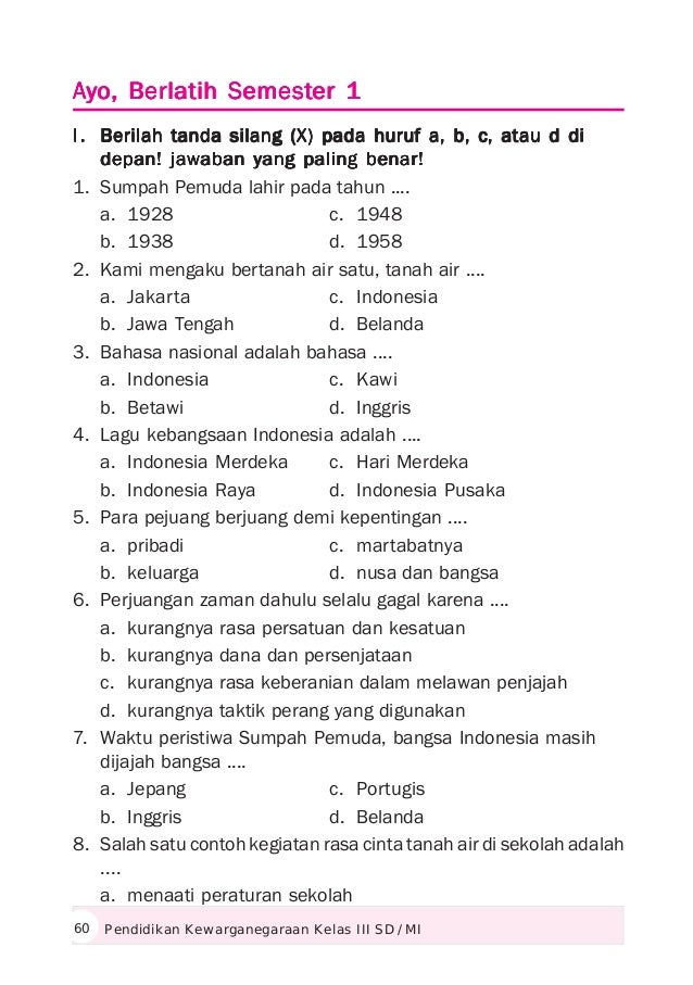 Pendidikan kewarganegaraan kelas 3 MI