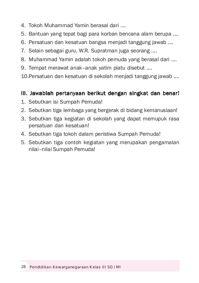 Pendidikan Kewarganegaraan Untuk Kelas 3