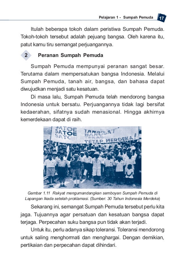 Peranan Sumpah Pemuda Dalam Mempersatukan Bangsa Indonesia Ruang Soal