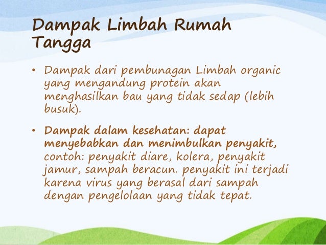 PLH pembuangan limbah rumah tangga dan air hujan PLH pembuangan limbah rumah tangga dan air hujan