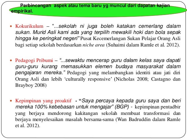 Pendidikan murid orang asli. analisis matlamat 