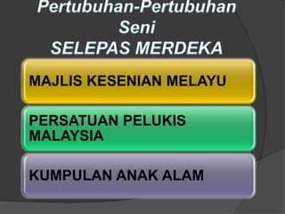 MAJLIS KESENIAN MELAYU

PERSATUAN PELUKIS
MALAYSIA

KUMPULAN ANAK ALAM
 