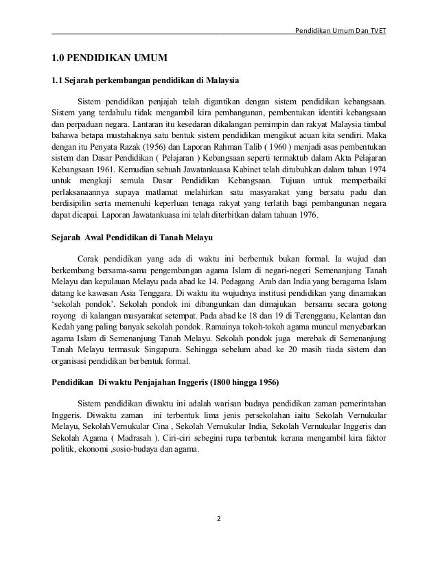 Pendidikan Umum Dan Tvet