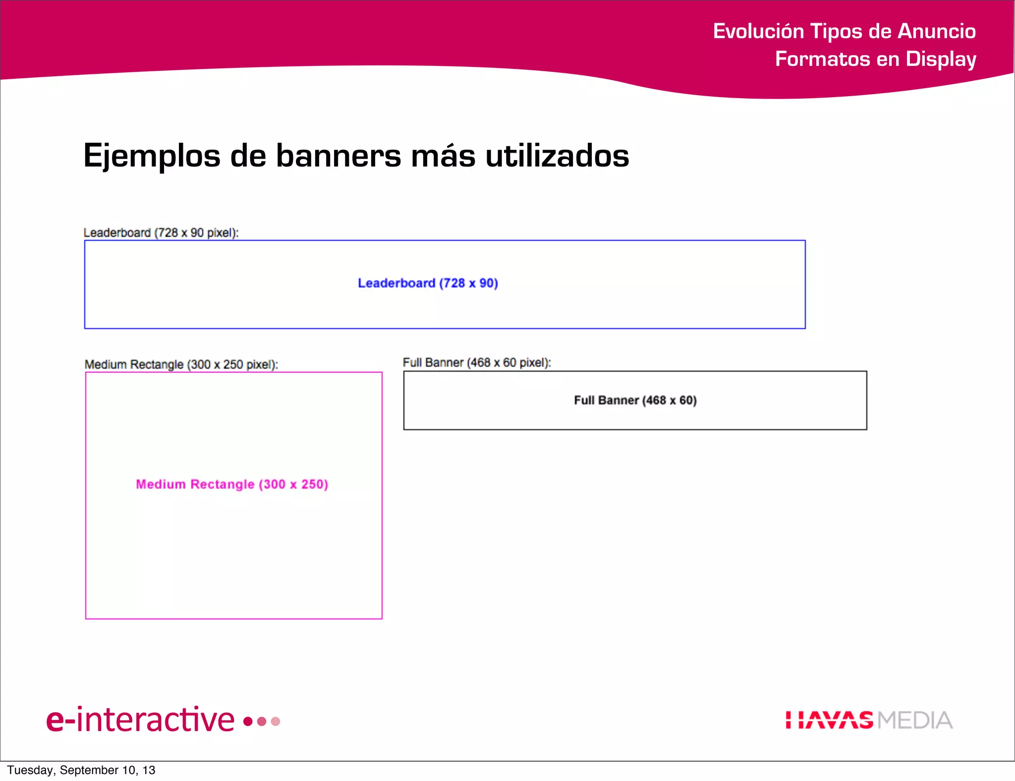 Evolución Tipos de Anuncio
Formatos en Display

Ejemplos de banners más utilizados

Tuesday, September 10, 13

 