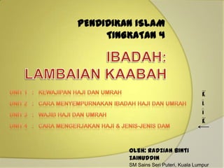 PENDIDIKAN ISLAM
     TINGKATAN 4




                                        K
                                        L
                                        I
                                        K


         Oleh: Radziah binti
         Zainuddin
         SM Sains Seri Puteri, Kuala Lumpur
 
