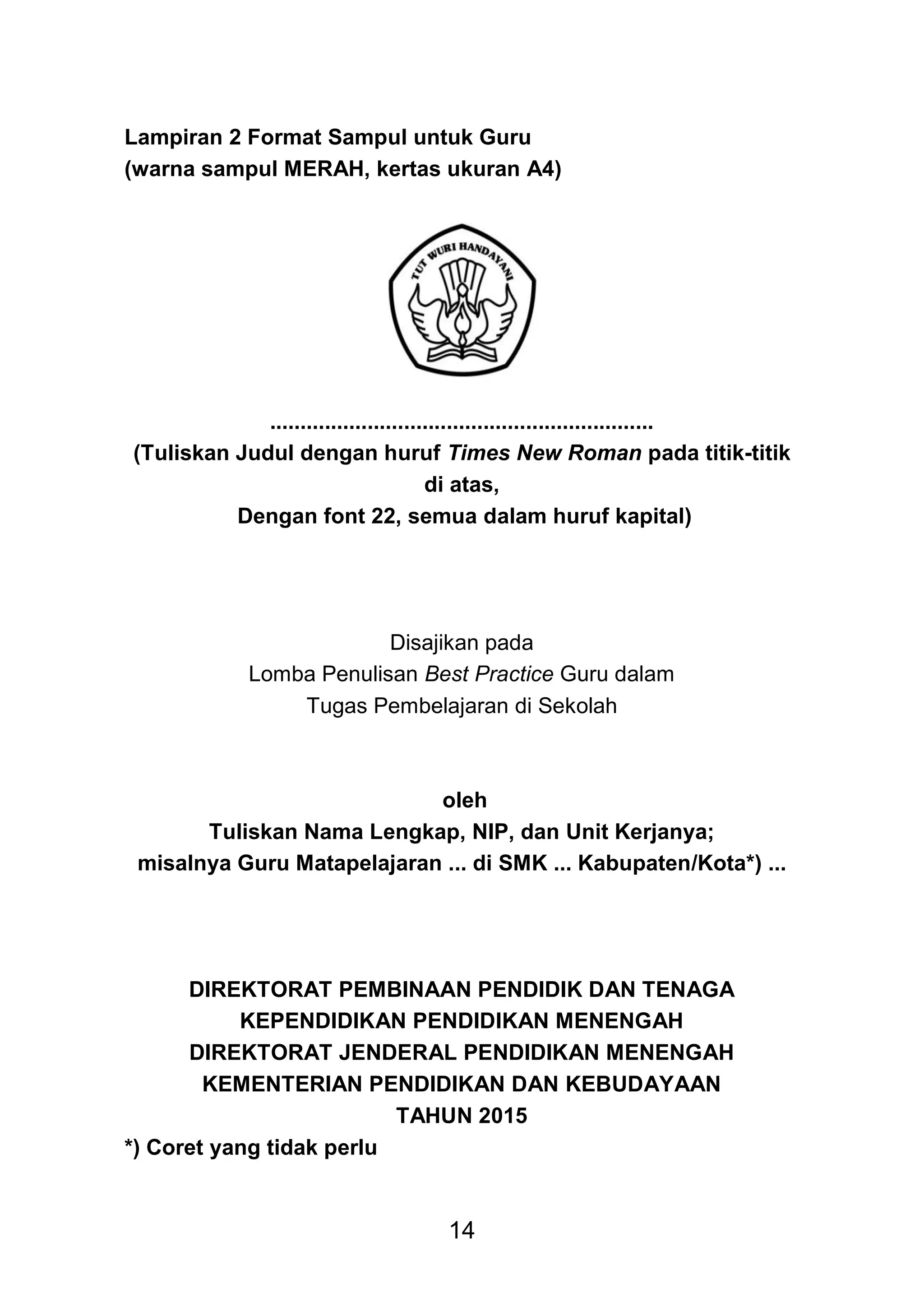 Pedoman lomba penulisan best practice 2015 | PDF