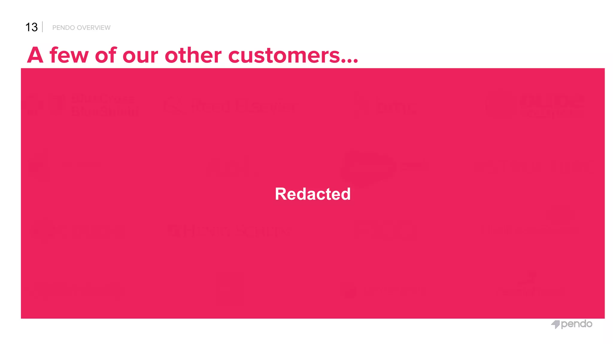 12
How Henry Schein Uses Pendo
Increased Customer Satisfaction
#pendostories
“On our last NPS poll in August, we saw a 55%
response rate! [...] Oh, and as a result of
improvements we made we raised our NPS by 53
points in 6 months”
- Dan Larsen, Director of Product
Management
 