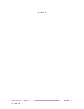  selesai 
Stat-2 –ATA0203 – ESTIMASI Halaman
14
Sri Wulan W.R..
14
 