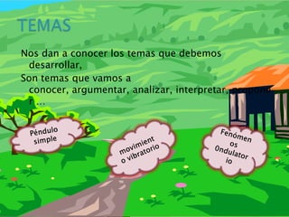 Nos dan a conocer los temas que debemos
 desarrollar,
Son temas que vamos a
 conocer, argumentar, analizar, interpretar, propone
 r…
 