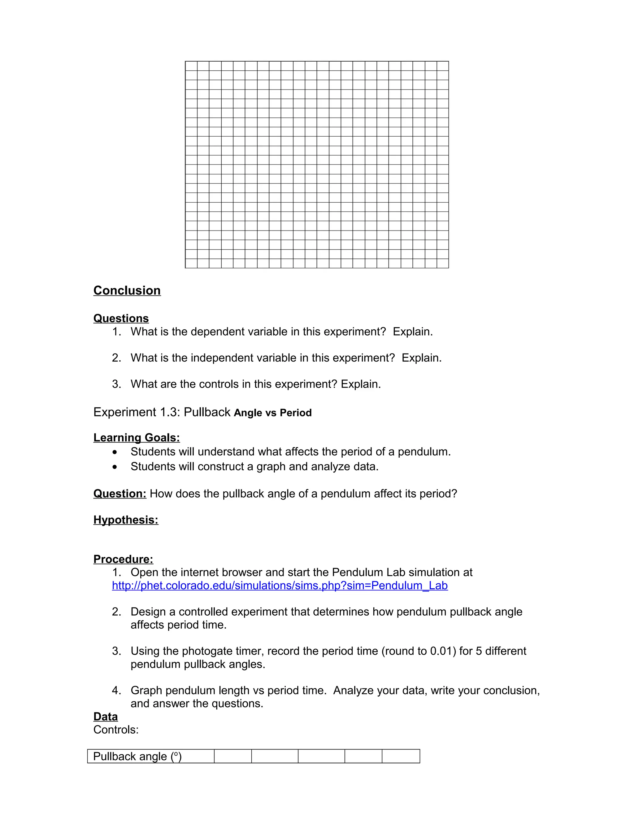 Pendulum investigation 1 | DOC