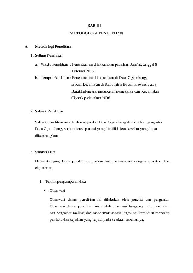 Makalah Hasil Penelitian Desa Cigombong Makalah Hasil Penelitian Desa Cigombong