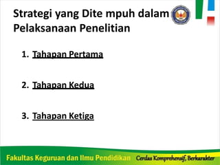Strategi yang Dite mpuh dalam
Pelaksanaan Penelitian
1. Tahapan Pertama
2. Tahapan Kedua
3. Tahapan Ketiga
 