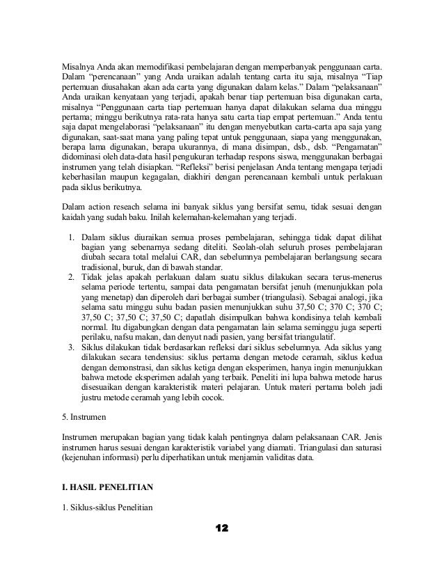 Penelitian tindakan kelas ( ptk ) & contoh karya tulis 