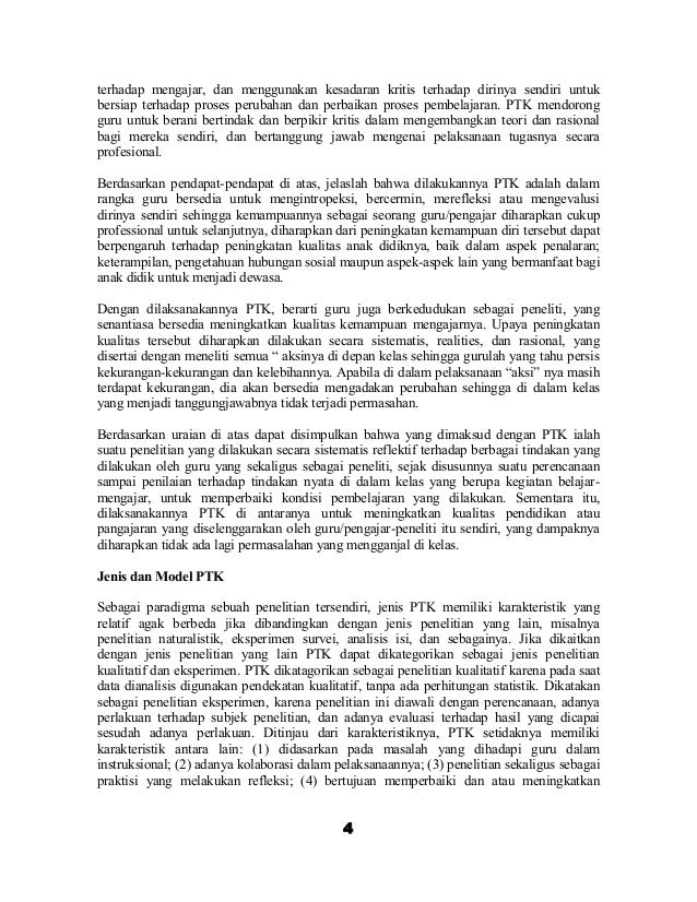 Penelitian tindakan kelas ( ptk ) & contoh karya tulis 