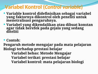 Penentuan dalam variabel variabel penelitian | PPT