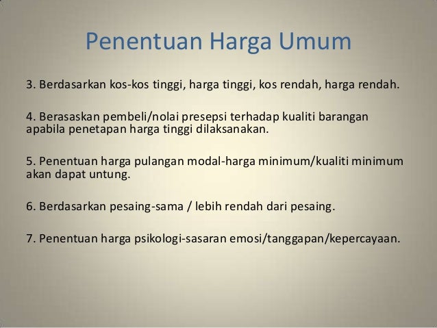 Penentuan harga.