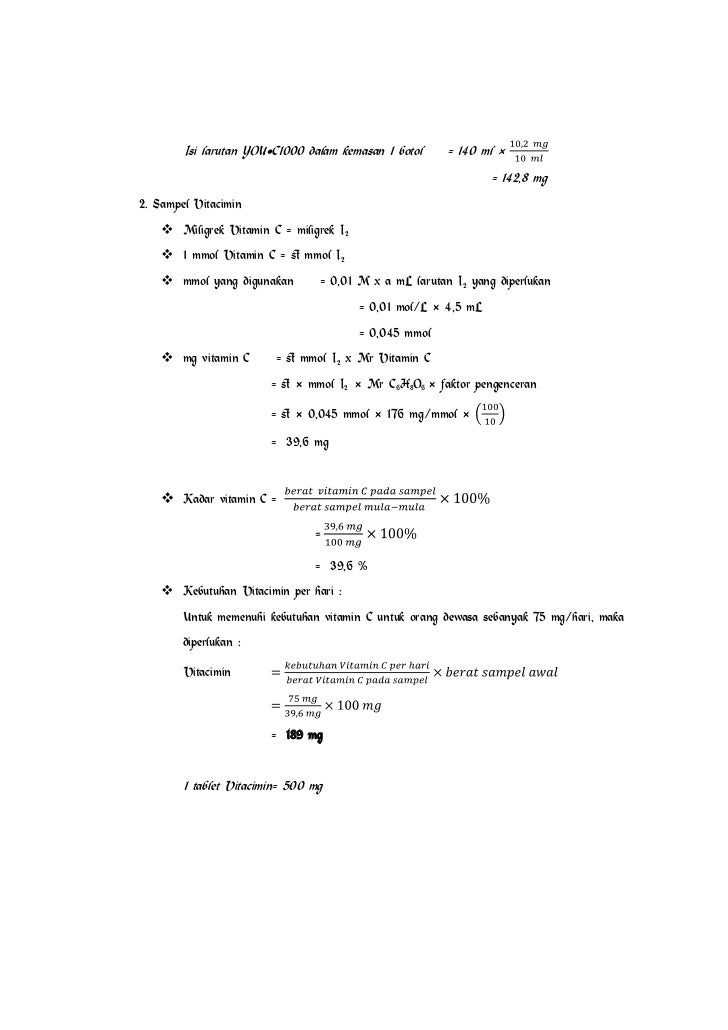 Penentuan Kadar Vitamin C