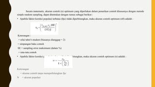 Penentuan Ukuran Contoh pada Simple Random Sampling untuk Survei ...
