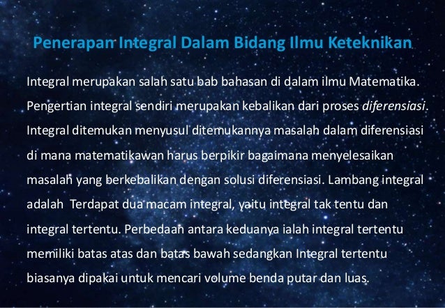 Penerapan Integral Dalam Bidang Ilmu