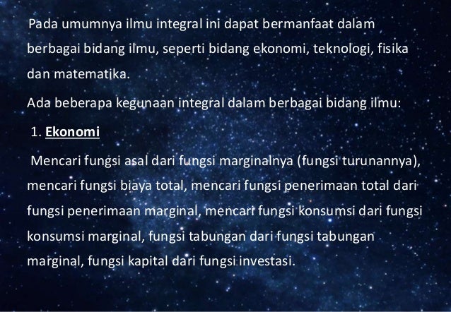 Penerapan Integral Dalam Bidang Ilmu