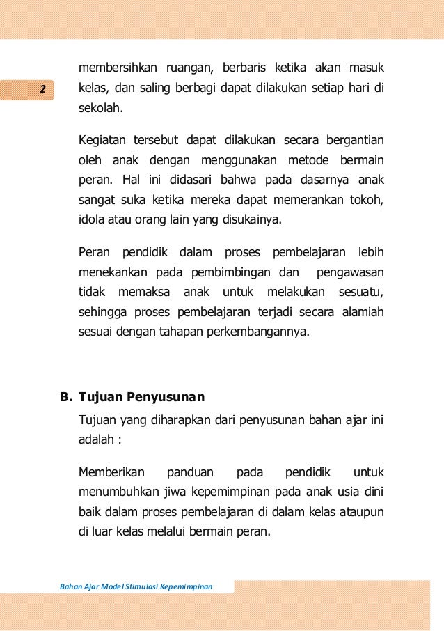 Penerapan Integritas Model Stimulasi Kepemimpinan Melalui Bermain Per