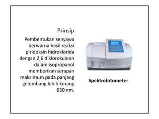 Pi Complex Hcl Penetapan Kadar Piridoksin HCl dalam Tablet Vitamin B Kompleks | PPTX