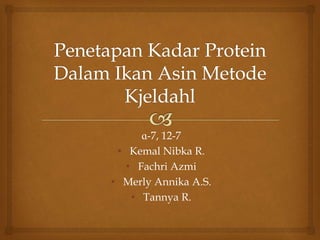ɑ-7, 12-7
• Kemal Nibka R.
• Fachri Azmi
• Merly Annika A.S.
• Tannya R.
 