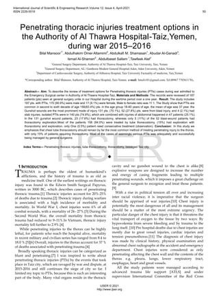 Penetrating thoracic injuries treatment options | PDF