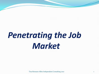 Tina Romano-Allen Independent Consulting 2010 1 Penetrating the Job Market 