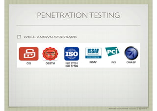 PENETRATION TESTING

WELL KNOWN STANDARD




                                                !




                      AHMAD MUAMMAR !(C)2011 | @Y3DIPS
 