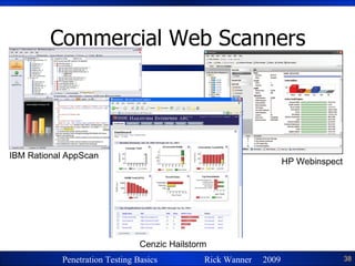 Commercial Web Scanners IBM Rational AppScan HP Webinspect Cenzic Hailstorm 