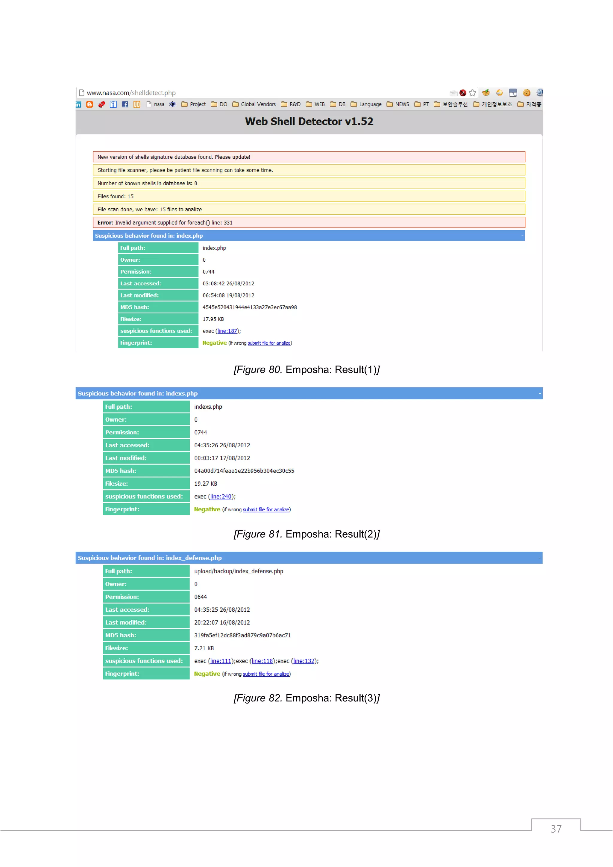 [Figure 80. Emposha: Result(1)]




[Figure 81. Emposha: Result(2)]




[Figure 82. Emposha: Result(3)]




                                  37
 