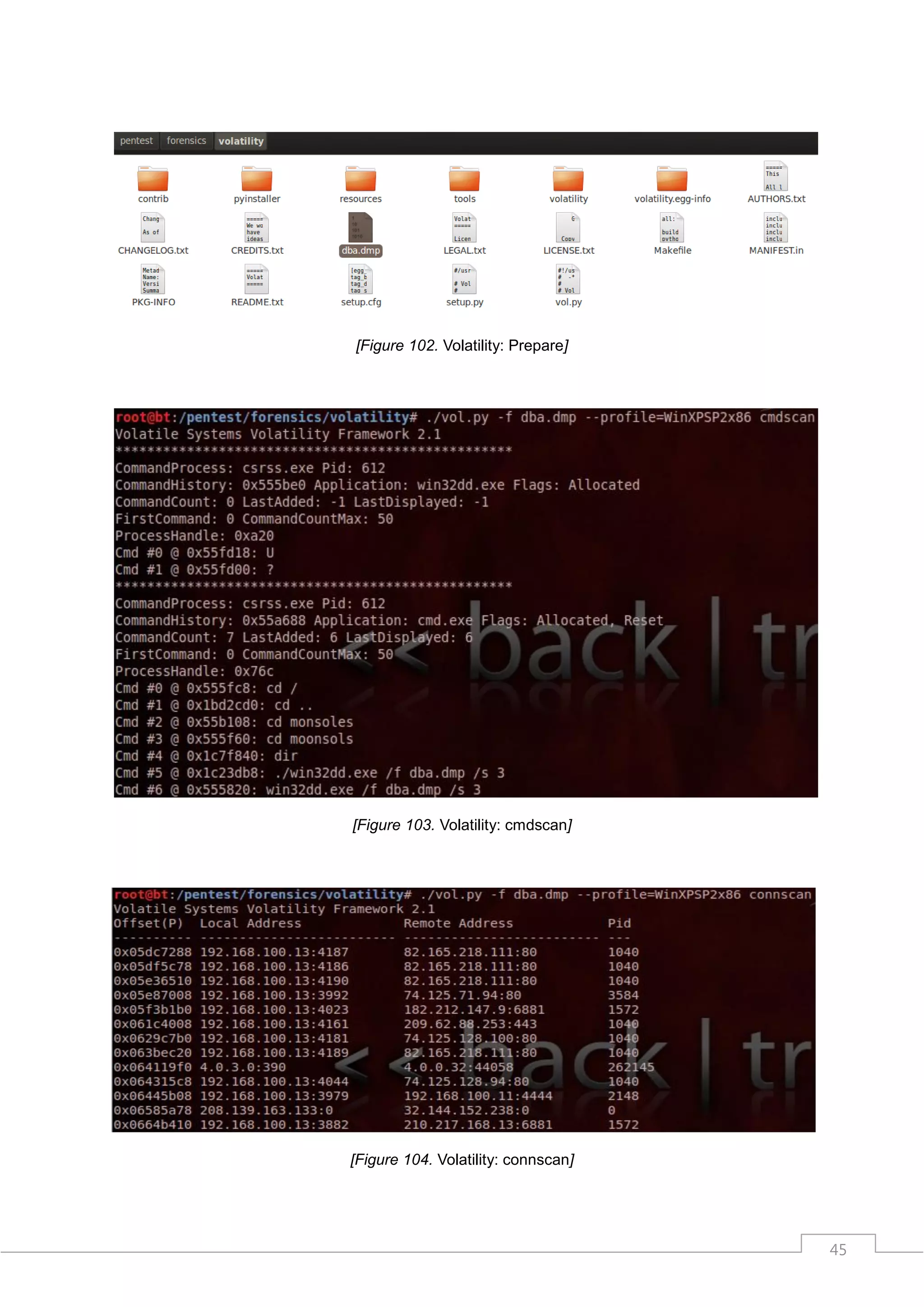 [Figure 102. Volatility: Prepare]




[Figure 103. Volatility: cmdscan]




[Figure 104. Volatility: connscan]




                                     45
 