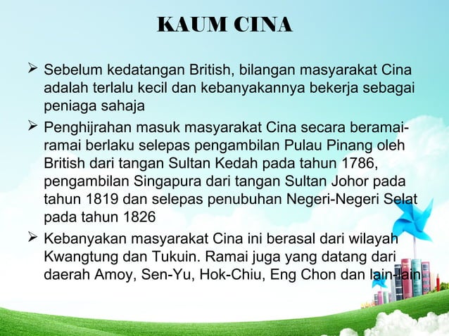 (Pengajian malaysia) Sejarah dan latar belakang kaum di Malaysia | PPT