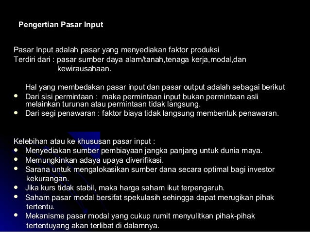 Pengantar Ekonomi Mikro Pasar Input