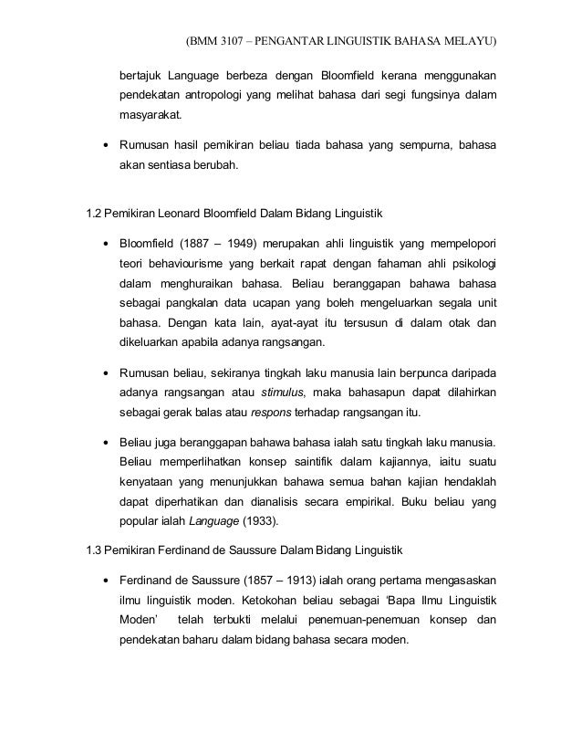 Pengantar linguistik Bahasa Melayu