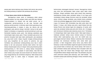 sampai pada makna-maknanya yang dimaksud oleh penutur atau penulis,

berkomunikasi antaranggota kelompok manusia. Sesungguhnya individu

lalu lambang-lambang itu dipahami oleh pendenqar atau pembaca.

yang sama bisa bermusyarakah dalam proses ujaran dalam situasi
kehidupan. Dengan perbedaan situasi ujaran tempat hidup seseorang,
keterlibatannya berbeda dalam pemakaian bahasa. Di sini linguis perlu

3. Proses Ujaran antara Individu dan Masyarakat
Sesungguhnya proses ujaran itu berlangsung akibat adanya

membedakan bahasa sebagai fenomena sosial dan pemakaian bahasa

pengaruh-pengaruh luar atau pengaruh dalam yang dilihat atau didengar.

secara individual sebagai pemakaian yang berbeda karena perbedaan

Pengaruh-pengaruh itu direspon oleh alat syaraf penutur, lalu ia

individu dan perbedaan situasi ujaran tempat mereka memakai bahasa.

mengeluarkan

Kemudian pada

Linguis, De Saussure telah membedakan tiga istilah pokok dalam teori

gilirannya perintah-perintah ini dikirimkan dalam bentuk gelombang bunyi.

bahasa: (1) langue, yakni bahasa yang sama, seperti bahasa Arab atau

Gelombang-gelombang ini berjalan di udara, lalu diterima oleh alat

bahasa Perancis atau bahasa Inggris dan sebagainya, (2) parole, yakni

pendengaran pada penerima dengan memindah- kannya ke alat syaraf.

ujaran atau pemakaian bahasa yang sama oleh individu, dan (3) langage,

Setelah itu terkadang ia mengeluarkan perintah-perintahnya ke alat ucap.

yakni kemampuan berbahasa pada seseorang secara umum. Pembedaan

Demikianlah terjadinya proses ujaran. Ada beberapa spesialisasi yang

ini berkepentingan dalam kajian bahasa modern. Maka kajian bahasa itu

mementingkan kajian proses ujaran. Proses mentalistik pada penutur dan

melampaui pemakain bahasa secara individual sampai ke fenomena

penerima merupakan topik kajian dalam psikolinguistik, yaitu spesialisasi

bahasa dalam aspek-aspeknya yang umum dan kolektif pada ang-

baru yang berdiri sendiri. Adapun linguistik mengkaji lambang-lambang

gota-anggota kelompok bahasa. Meskipun seseorang diberi keterampilan

bunyi yang mengalihkan ide dari penutur ke penerima, dan juga

berbahasa dan kemampuan berbahasa serta variasi dalam gaya

membahas cara pembentukan lambang-lambang bunyi kata ini dalam

penulisan, ia tidak menggunakan semua kamus yang dikenal dalam

bahasa itu dan cara penyusunan kata-kata dalam kalimat. Dan kajian

bahasanya. la tidak memanfaatkan segala kemungkinan konstruksi bahasa

bahasa menghubungkan semua ini dengan makna yang terkandung dalam

yang kondusif ketika ia berbicara atau menulis bahasa. Oleh karena itu,

lambang-lambang ini. Oleh karena itu, adanya bahasa mensyaratkan

kajian pemakaian bahasa pada seseorang hanya merupakan salah satu

adanya masyarakat. Di sini jelaslah ciri sosial bahasa, maka tidak ada

tahap yang diikuti oleh banyak tahap sehingga linguis sampai pada

sistem bahasa yang mungkin ada secara terpisah dari kelompok manusia

mengidentifikasi bahasa sebagai tempat kajian. Ada perbedaan yang jelas

yang menggunakannya dan berinterkasi dengannya. Maka bahasa bukan

antara performansi bahasa pada seseorang- yaitu relatif terbatas - dan

merupakan tujuan itu sendiri, tetapi ia merupakan sarana untuk

kompetensi bahasa pada seseorang sehingga ia mampu memahami orang

Pengantar Linguistik Arab

Pengantar Linguistik Arab

perintah-perintahnya

5

ke

alat

ucap.

6

 