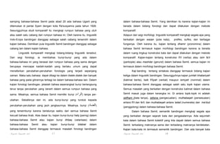 samping bahasa-bahasa Semit pada abad 20 ada bahasa Ugarit yang

dalam bahasa-bahasa Semit. Yang demikian itu karena kajian-kajian ini

ditemukan di pantai Syam dengan kota Ra'susyamra pada tahun 1926.

berada dalam bidang fonologi dan dapat dilakukan dengan metode

Sesungguhnya studi komparatif itu mengkaji rumpun bahasa yang utuh

komparatif.

atau salah satu cabang dari rumpun bahasa ini. Oleh karena itu, linguistik

Adapun dari segi morfologi, linguistik komparatif mengkaji segala apa yang

Indo-Eropa bandingan dianggap sebagai salah cabang tersendiri dalam

berkaitan dengan wazan (pola kata),

kajian bahasa. Demikian pula linguistik Semit bandingan dianggap sebagai

fungsinya. Oleh karena itu, kajian tentang dhamir (pronomina) dalam

cabang lain dalam kajian bahasa.

bahasa Semit termasuk kajian morfologi bandingan karena ia berada

Linguistik komparatif mengkaji bidang-bidang linguistik tersebut.
Dari

segi

fonologi,

ia

membahas

bunyi-bunyi

yang

ada

prefiks, sufiks, dan berbagai

dalam ruang lingkup konstruksi kata dan dapat dilakukan dengan metode

dalam

komparatif. Kajian-kajian tentang konstruksi fi'il (verba) atau isim fa'il

bahasa-bahasa ini yang berasal dari rumpun bahasa yang sama dengan

(participle) atau mashdar (gerund) dalam bahasa Semit, semua kajian ini

berupaya mencapai kaidah-kaidah yang berlaku umum yang dapat

termasuk dalam morfologi bandingan bahasa Semit.

menafsirkan perubahan-perubahan fonologis yang terjadi sepanjang

Kaji banding

tentang sintaksis dianggap termasuk bidang kajian

zaman. Maka satu bahasa dapat dibagi ke dalam dialek-dialek dan banyak

ketiga dalam linguistik bandingan. Sesungguhnya kajian jumlah khabariyah

bahasa yang pada gilirannya terbagi ke dalam bahasa-bahasa lain. Dalam

(kalimat berita), baik fi'liyah (verbal) maupun ismiyah (nominal) dalam

kajian fonologi bandingan, jelaslah bahwa seperangkat bunyi berlangsung

bahasa-bahasa Semit dianggap sebagai salah satu topik kajian utama.

terus tanpa perubahan yang berarti dalam semua rumpun bahasa yang

Semua masalah yang berkaitan dengan konstruksi kalimat dalam bahasa

sama. Misalnya, semua bahasa Semit memiliki bunyi (‫ )الراء‬tanpa per-

Semit masuk juga dalam kerangka ini. Di antara topik-topik ini adalah

ubahan. Sebaliknya dari ini, ada bunyi-bunyi yang tunduk kepada
perubahan-perubahan yang jauh jangkaunnya. Misalnya, bunyi (‫)الضاد‬

istifham (kata tanya), istitsna (pengecualian), muthabaqah (persesuaian)
antara fi'il dan fa'il, dan muthabaqah antara 'adad (numeralia) dan ma'dud
(penggolong) dalam bahasa-bahasa Semit.

yang tersembunyi karena berlalunya waktu dari semua bahasa Semit

Dalam bahasa Semit, semantik bandingan mengkaji segala apa

kecuali bahasa Arab. Atas dasar itu, kajian bunyi-bunyi halq (paring) dalam

yang berkaitan dengan sejarah kata dan pengasalannya. Ada sejumlah

bahasa-bahasa Semit atau kajian bunyi ithbaq (velarisasi) dalam

kata dalam bahasa Semit kolektif yang kita dapati dalam semua bahasa

bahasa-bahasa

dalam

Semit; terkadang maknanya sama dan terkadang maknanya berdekatan.

bahasa-bahasa Semit dianggap termasuk masalah fonologi bandingan

Kajian kata-kata ini termasuk semantik bandingan. Dan ada banyak kata

Pengantar Linguistik Arab

Pengantar Linguistik Arab

Semit

atau

kajian

17

bunyi-bunyi

bilabial

18

 