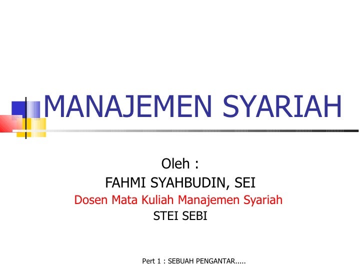 pengantar manajemen syariah pengantar manajemen syariah