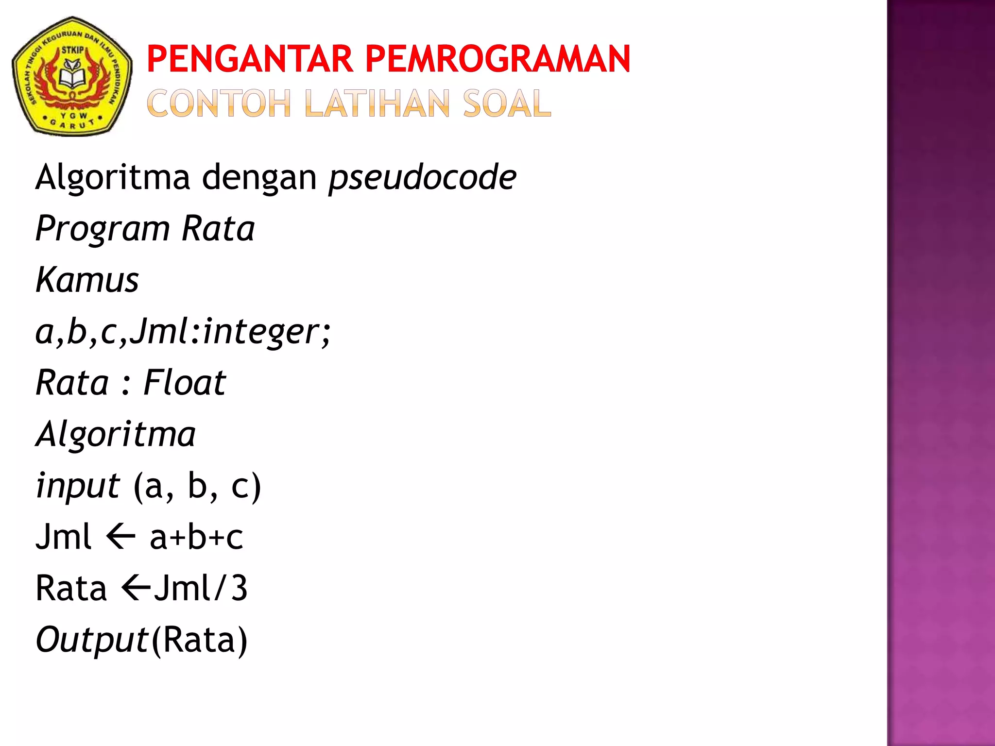 Pengantar Pemrograman Chapter 2 | PPSX