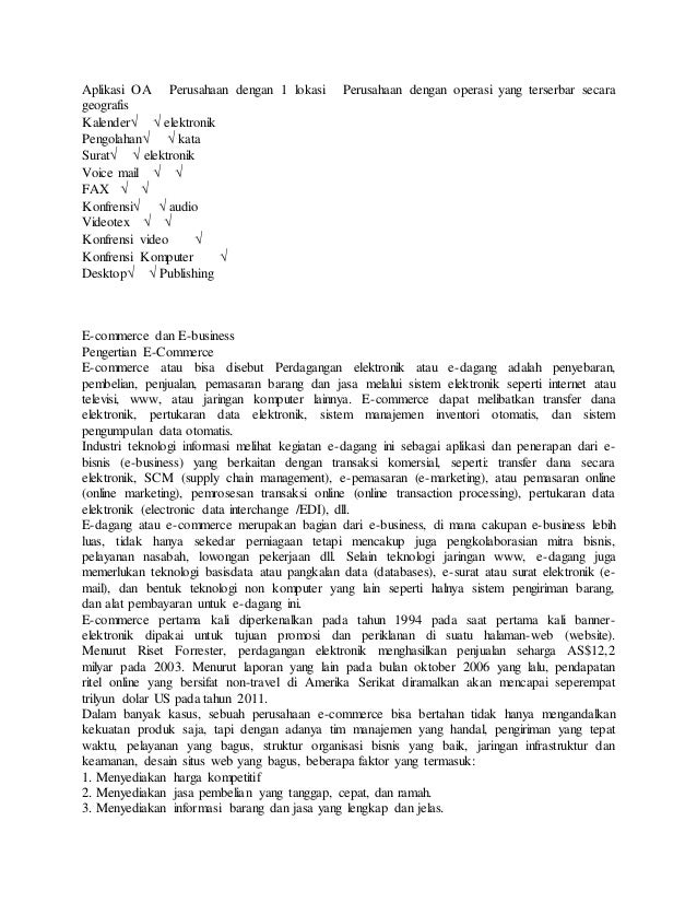 Fitur e-commerce sebagai sistem perdagangan elektronik