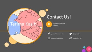 Contact Us!
Universitas Tribuana
Kalabahi
yantotell@yahoo.co.id @leojanto31
tellyanto31@gmail.com 082 339 001 169
18
Terim...