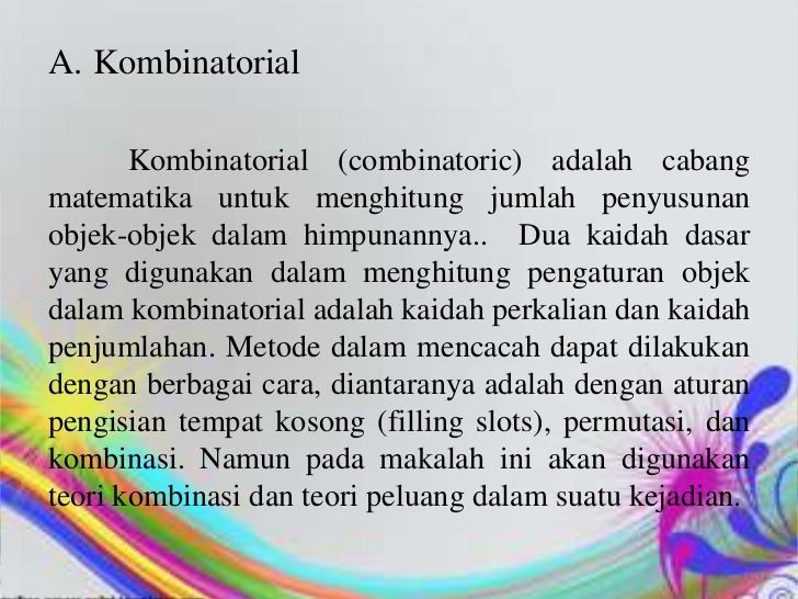 Pengaplikasian kombinatorial pada hukum mendel(seminar mtk)